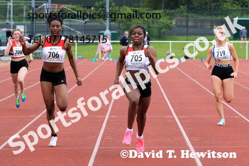 Womens Under-20s 100 metres, 2023 North Eastern Track and Field Champs., Middlesbrough Sports Village, Middlesbrough. Photo: David T. Hewitson/Sports for All Pics